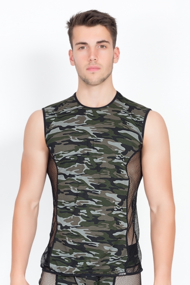 Heren camouflage mouwloze shirt